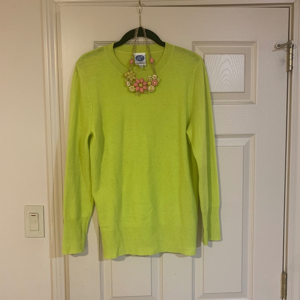 Diane Gilman Green Cashmere Sweater Sz S
